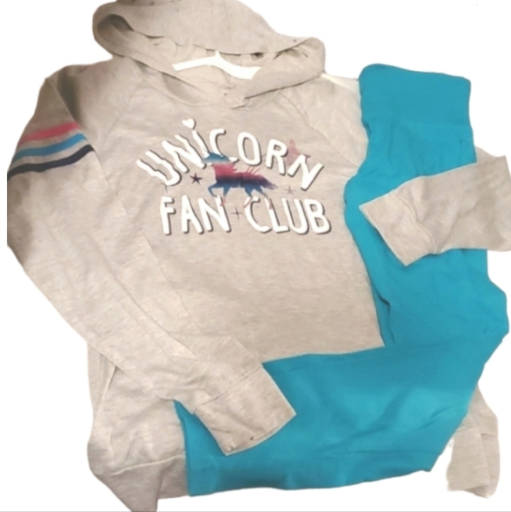 Total girl unicorn hooded tee and justice leggings